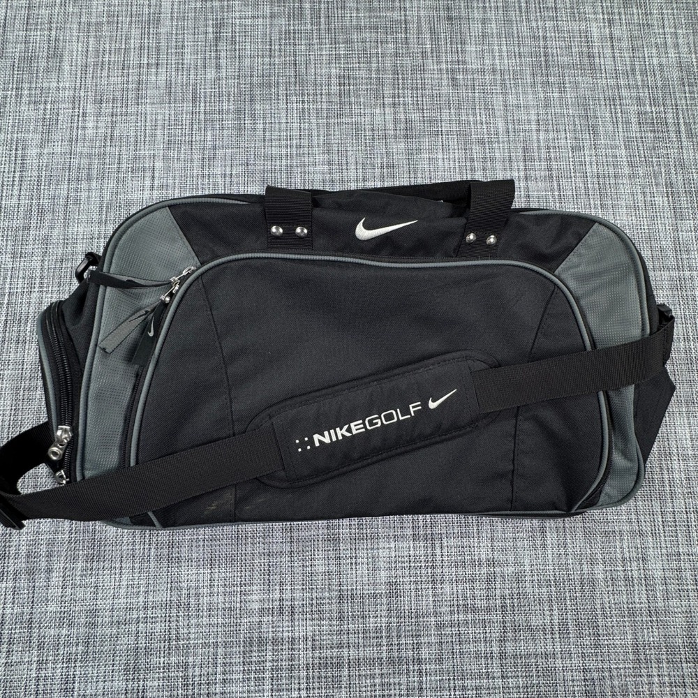 Nike Golf Duffel Bag Gym Travel Weekender Shoe Compartment Black Grey Large